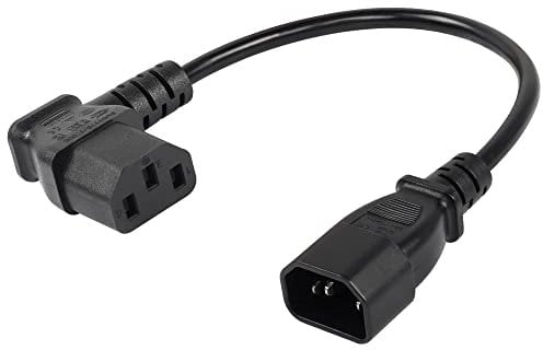 CERRXIAN Cavo di prolunga per alimentazione PDU IEC 320 C14 a 90 gradi C13, C14 maschio ad angolo sinistro C13 femmina Cavo di alimentazione a 3 pin per monitor, computer, ecc-0,4 M/15,7 pollici