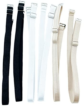 Meiyea 3 Pair Elastic Non-slip UnderwearAdjustable Bra Straps for Women Replacement Bra Shoulder Strap(Beige,Black,White)