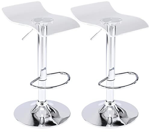 Brage Living Barhocker aus Acryl, rückenfrei, transparent, drehbar, verstellbar, Airlift-Barhocker, Thekenhöhe, Barstühle für Küche, Esszimmer, Pub, Café, 2 Stück (transparent)