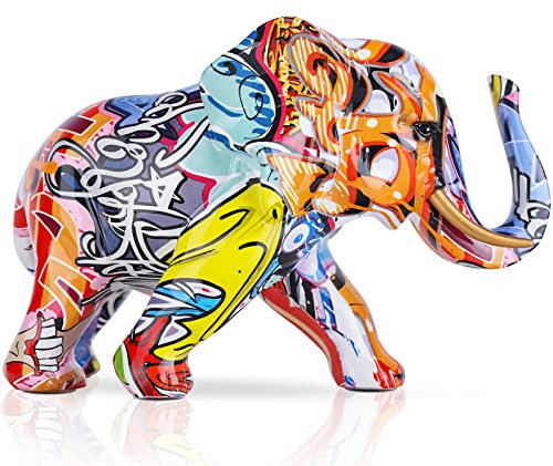 LCCCK Elefanten-Dekoration, Kreativität, Graffiti-Elefanten-Figuren, bunte Elefantenstatue, Heimdekoration, Kunst, Elefanten-Skulptur, Geschenke, für Elefanten, Dekorationen, Para Sala, Eingangstisch,