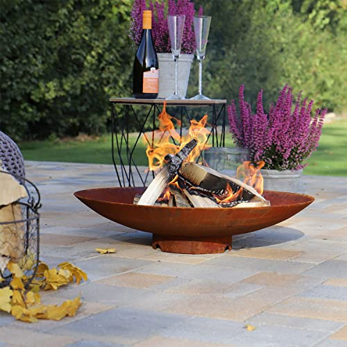 CLGarden Cortenstahl Feuerschale 60cm rund Rost Feuerstelle klein Rostoptik