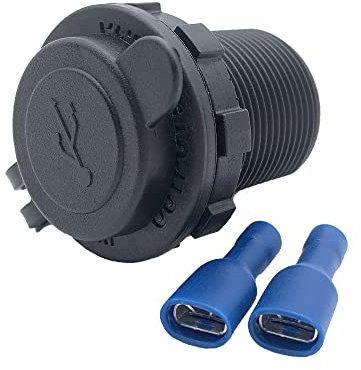 Offgridtec Auto-USB-Steckdose mit Flip-Abdeckung 12V/24V, Schnellladung (5V 2,4A Type-A Ausgang) - IP65 wasserdichter Panelmontage-Ladegerät für Auto, Wohnmobil, Boot, Lkw, Langlebiges ABS-Kunststoff