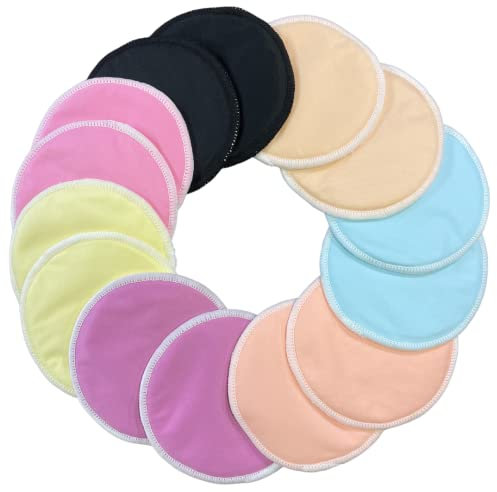 Alimos Organic Bamboo Nursing Pads, Pack of 14 Reusable Washable Nursing Breast Pads, Ultra-Absorbent Breastfeeding Nipple Pads with 4 Layers Protection, Extra Leak Proof Nursing Essentials UK Brand