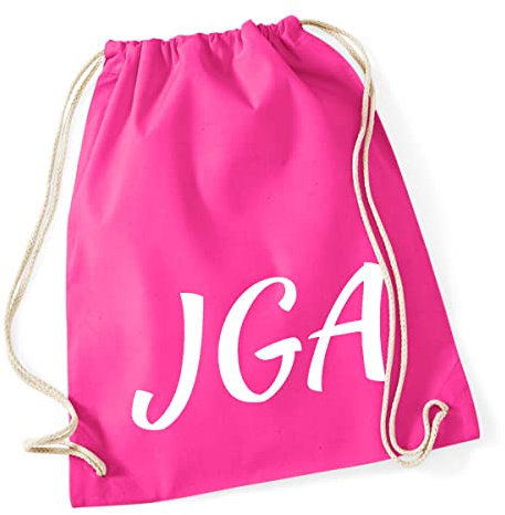 Huuraa Turnbeutel JGA Junggesellenabschied Stoffbeutel Baumwolle 12 Liter Fuchsia mit Motiv für die Party vor der Hochzeit Geschenk Idee für Freunde und Familie