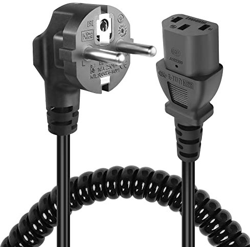 GELRHONR Cavo di alimentazione CEE da 7/7 a C13, cavo di alimentazione schermo pc, cavo di alimentazione CA a 3 pin Cavo a spirale settoriale per monitor, PC, stampante, scanner (Straight C13)