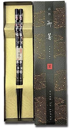 Terra Distribution Premium Japanese Chopsticks, Wood, BK/RD/PU, Flower PU(MK001), 9.06 inches, Dishwasher Safe, 1 Set