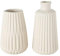 Deko Vase im 2er Set aus Keramik Mattes Design mit Rillen Höhe 18 cm Blumenvase Tischdekoration - Beige