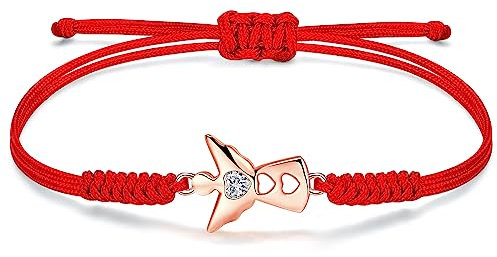 JENDEAR SHINE Bracciale Angelo Donna, Ciondolo Angelo in Zirconi con Catena a Corda Fatta a Mano, Regali di Compleanno per Donne, Ragazze, Sorelle, Amici