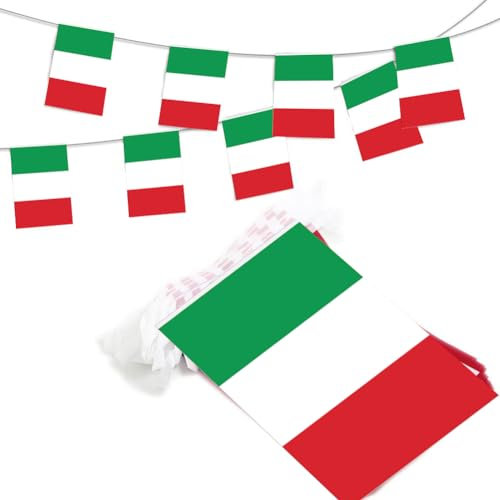 Banner Italia Eventos Patrióticos,Italia Estados Unidos Banderines,Banderines de Italia,Bandera Italia,Cadena de banderines Italia,Banner De Italia,Rectangular,14x21cm,20 piezas,5 metros