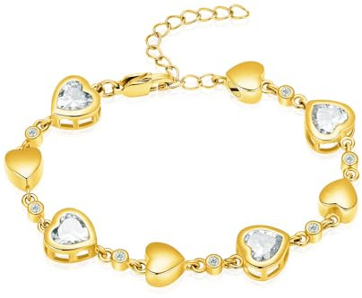 QGJNSGC Urne Armband für Asche Birthstone Armbänder für Frauen Herz Edelstein Armband Schmuck Kremation Memorial Keepsake Urne Armband (Gold-weiß)