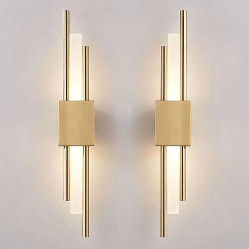 WLBHWL Modernes Wandleuchter-Set Aus Zwei Dimmbaren LED-Wandleuchten, Gold/Schwarze LED-Wanddekor-Beleuchtung Für Wohnzimmer, Schlafzimmer, Medienraum, Eingangsbereich