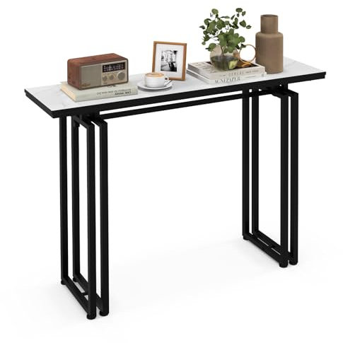 GIANTEX Konsolentisch, Eingangskonsole, Eingangskonsole, robuster und stabiler Rahmen, verstellbare Füße, für Eingang, Wohnzimmer, Flur, moderner Stil (schwarz)