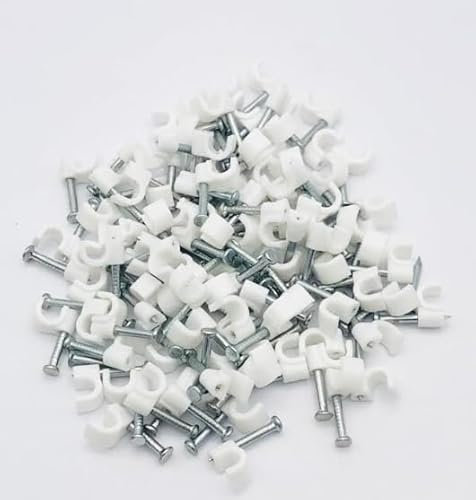 10mm White Round Cable Clips Wire Nail Clips Holder Cable Management Wire Tidy for Cables Wires 100 Pack