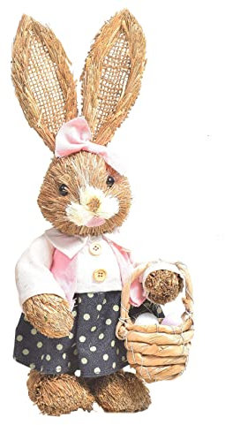 Osterdeko Handgefertigter Hase Aus Stroh Osterhasen-Ornamente Frühlingsdeko Aus Stroh Geflochtener Hase Osterdeko Hasenfigur Hasengartenstatue Liebhaber Baumwolle Schreibtisch Karotte