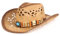 Zylioo Chapeau de cowboy en paille pour grande tête, taille 57-62 cm, chapeau de plage occidental, Marron/turquoise, M