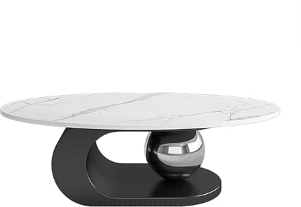 zxhrybh Ovaler Kleiner Couchtisch, Couchtische für Wohnzimmer-Akzente, Moderner, Speziell Geformter Beistelltisch, für Wohnzimmer, Schlafzimmer-Couchtisch (Color : Black, Size : 47.2in/120cm)