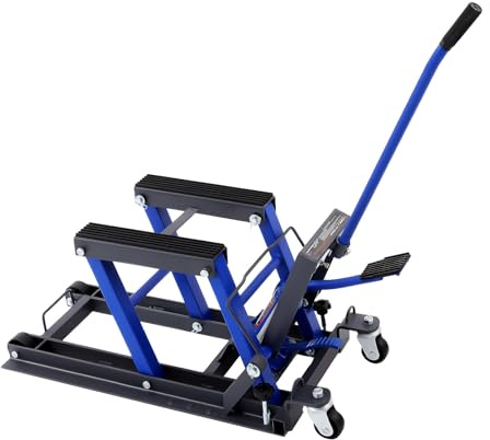 HOARLICN Motorradhebebühne, Hydraulisch Hebebühne Motorradheber Bühne Hebebühne ATV Quad Lifter Bühne Lift Scherenheber Klapp Ständer Für Motorräder Fahrräder, Geländewagen, Blau