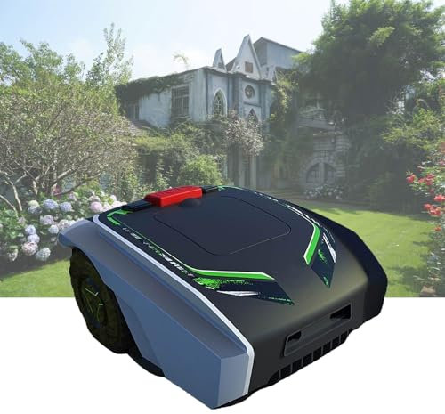 Kindevieft Automatic Robotic Lawn Mower, Robot Lawnmower for Lawns up to 1500㎡ with 25% Slope, Satellite Navigation Lawn Mower Robot for Large Lawns, Ultra Quiet,Black