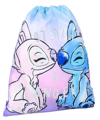 Disney Stitch und Angel Turnbeutel, String Rucksack, Gepäcktasche, Reiserucksack im Stitch und Engel Design, Geschenk für Mädchen und Jugendliche