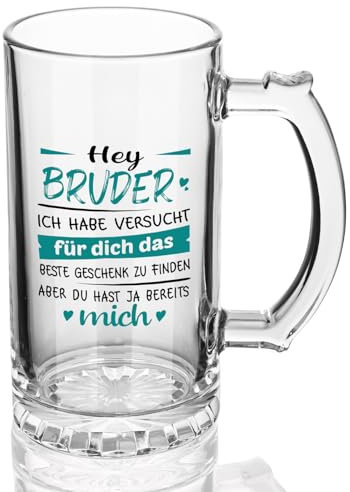 Joymaking Bierglas - Bruder Geschenk für Weihnachten & Geburtstag, Bester Bruder Geschenk zu Weihnachten, 0,5L Biermug