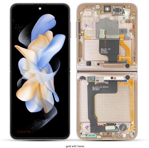 Samsung Z Flip 4 5G LCD SM-F721 - Pantalla de 6.7 pulgadas para Samsung Z Flip 4 LCD F721 F721B Repair (dorado con marco)
