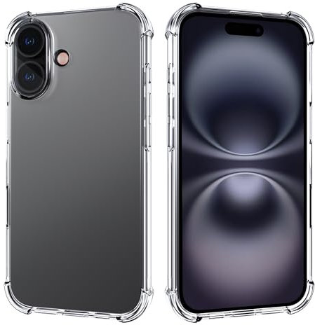 Migeec Hülle für iPhone 16, Durchsichtig Handyhülle Transparent mit 4-Ecken Stoßdämpfung, Nicht Vergilbende Stoßfest Stoßfänger Clear Case Schutzhülle