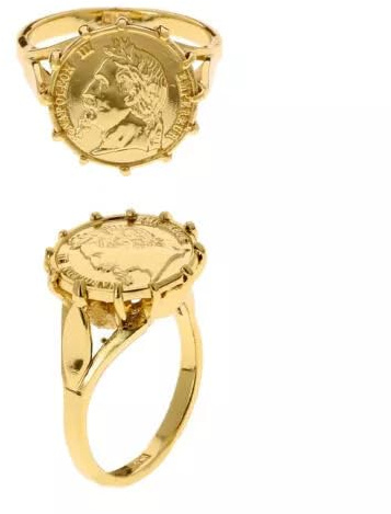 Bijouxia Bague Pièce Louis d'or Napoélon Taille 60 en plaqué or 18K