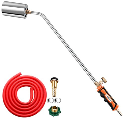 Desherbeur Thermique,Dispositif à Flamme avec Tuyau en Caoutchouc de 2 Mètres,Chalumeau Propane avec Interface Rapide,69 kW Grand Diamètre,Température Maximale 1300℃