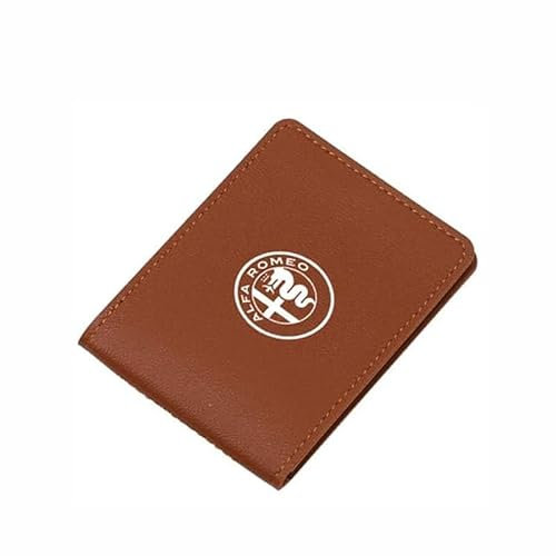 VTRWLMWN Portefeuille Voiture Pochette Carte, pour Alfa Romeo, Unisex, Cuir, Classique, Compact et fonctionnel, MINIMALISME, Marron, Uni