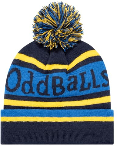 OddBalls Unisex Bobble Hat | Winter Hat for Adults | Navy, Royal & Yellow