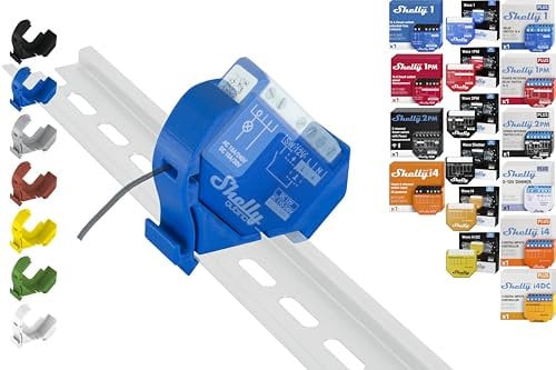 Hutschienenhalter Mini für 18 Shellys: 1 Gen3,1PM Gen3,2PM Gen3,i4 Gen3,Plus 1,Plus 1PM,Plus 2PM,Plus i4,Plus 0-10V Dimmer,Wave 1,Wave 1PM,Wave 2PM,Wave Shutter,Wave i4 (Blau-Prime)