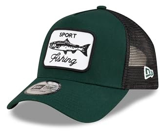 New Era Angler Truckercap verstellbar Mesh Kappe Sportfischen grün schwarz - One-Size