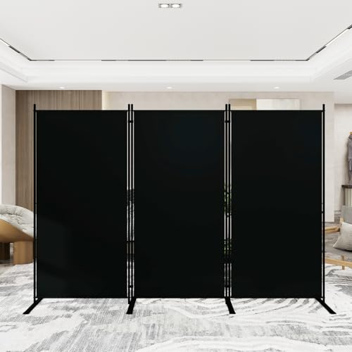 T&Jero 3-Panel Folding Room Divider, 6ft Tall Portable Privacy Screen Wall for Home and Office, Modern Freestanding Partition Separator for Bedroom, Living Room, Studio, 100 Wide x 71 High, Black