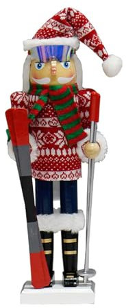 38 centimetri Legno Schiaccianoci Soldato Ski Boy Figure Natale Pupazzo Per Desktop Ornamento Vacanza Tavolo Centrotavola