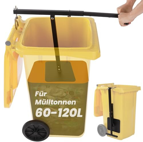 MidingChai Faltbar Manueller Müllpresse, Küche Müllverdichter genutzt für Restmüll und Kartons, Mülleimer Presse für die Mülltonne 60L bis 120L,Hergestellt aus Robust Eisen