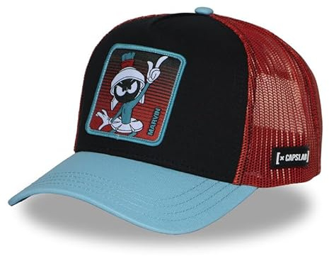 Kappe für Damen und Herren, Trucker-Kappe Looney Tunes, verstellbar durch Snapback, Schwarz / Blau / Rot, One size