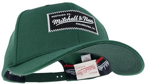 Mitchell & Ness Classic Red Raised Rubber Logo Snapback Baseballkappe Cap, Grün