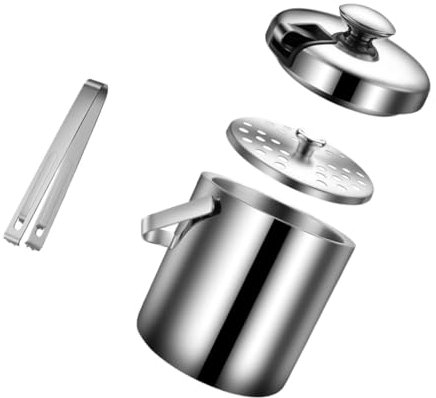 Hemobllo Cubo De Hielo De Doble Pared Tapa y Colador para Bar Casa Karaoke Cubo De Hielo para Vino