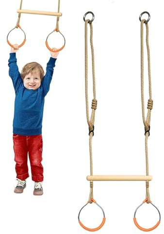 Trapecio de Juego,Equipo de Estribo con Anillos de Metal | Ruta de obstáculos Equipo de Juego Sensorial Escala y Equilibrio para Interior Exterior Jardín