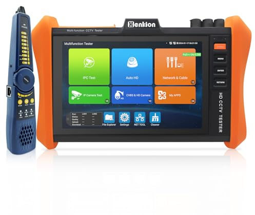 Henkion IPC CCTV Tester H12-ADHS Mit 8 Zoll IPS Touchscreen Monitor, CCTV-Kameratester Unterstützt 8K 32MP IP Und 4K 8MP TVI CVI AHD SDI-Kameratests, Kabeltester SFP POE HDMI/VGA WiFi RS485