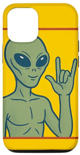 Rock and Roll Alien Lustiges Weltraum-Handzeichen-Design Hülle für iPhone 12/12 Pro