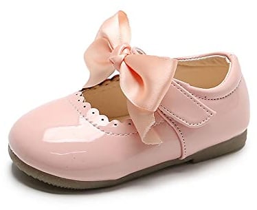 JerrisApparel Scarpe Bambina Vernice Fiocco Abito Mary Jane Ballerine (22 EU, Rosa)