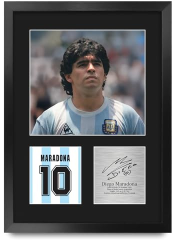 HWC Trading Diego Maradona Argentina Geschenke Gedrucktes Signiertes Autogramm Foto für Fußball Anhänger and Fans - A3 Porträt Gerahmt