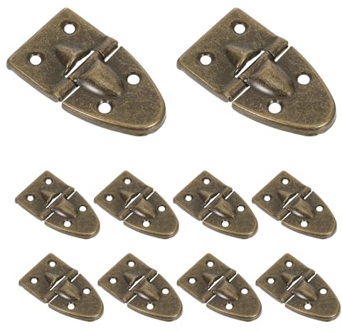 RUNROTOO 10pcs Bronze 90-Degree Stop Hinge: Old-Fashioned Cabinet Decorative Hinge for Music Boxes Guitar Cases Piano Cabinets Instrument Storage Boxes Jewelry Chest