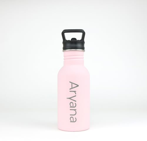 cribstar Personalised Engraved Stainless Steel Water Bottle | 500ml | Lightweight (Pale Pink)