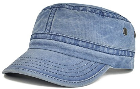VOBOOM Gewaschene Baumwolle, Militärmütze, Kadettenmütze, einzigartiges Design, Vintage-Stil, flache Kappe, navy, Einheitsgröße