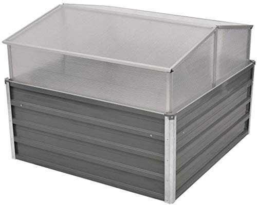 Festnight Gewächshaus Gartenhaus Verzinkter Stahl Garten Gemüsegewächshaus 100 x 100 x 85 cm Grau