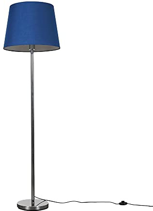 MiniSun | Modern Polished Chrome Metal Standard Floor Lamp with a Navy Blue Tapered Shade | Floor Lamps & Torchieres, Home Décor & Improvement Essential