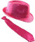 Foxxeo Pailletten Kostüm Set für Fasching & Silvester - Pink - Hut & Krawatte - Karneval & Junggesellenabschied