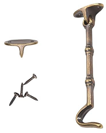 MroMax 4 Cabin Hooks Eye Latch Door Gate Swivel Window Brass Hook with Mounting Screws Antique Bronze 1pcs